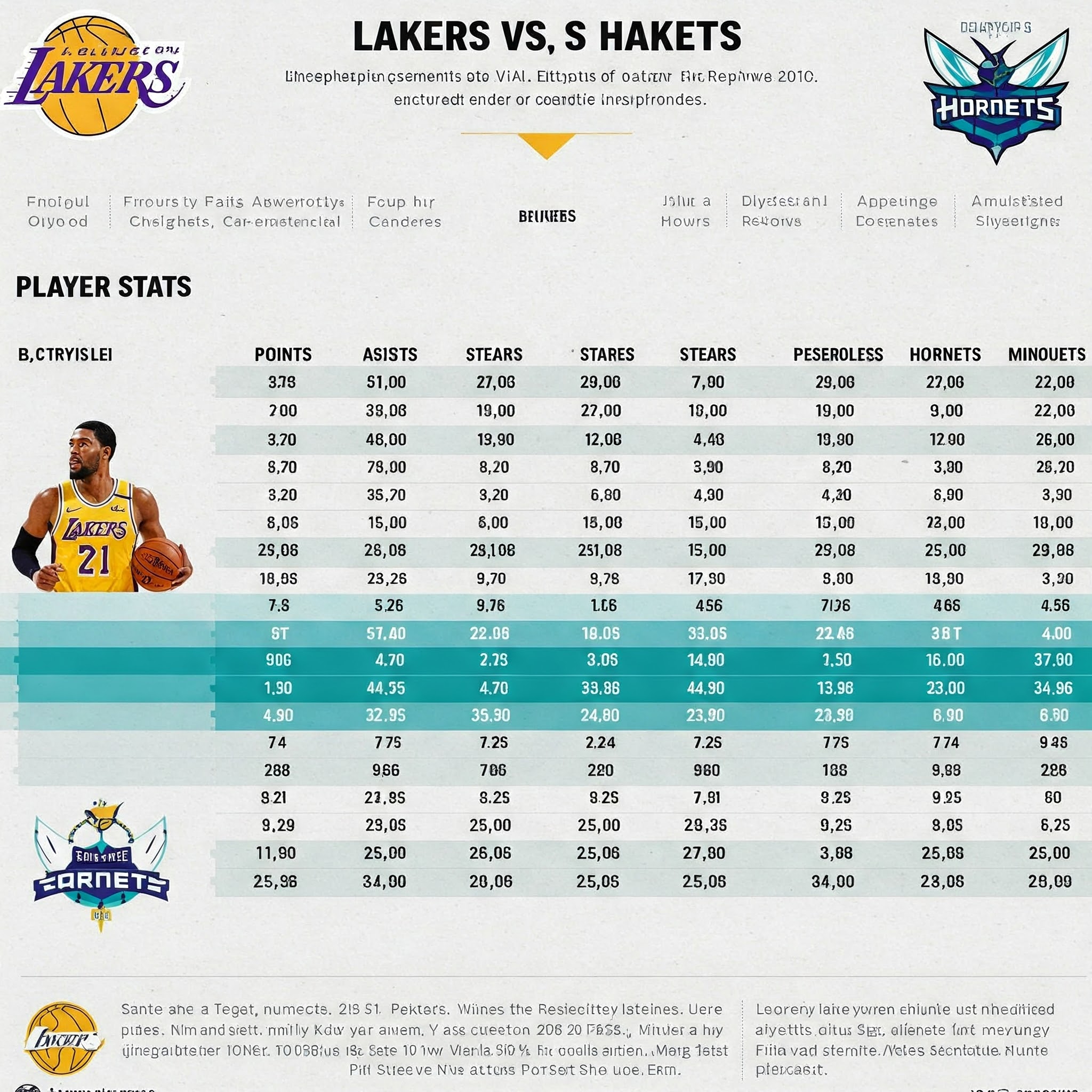 lakers vs charlotte hornets match player stats