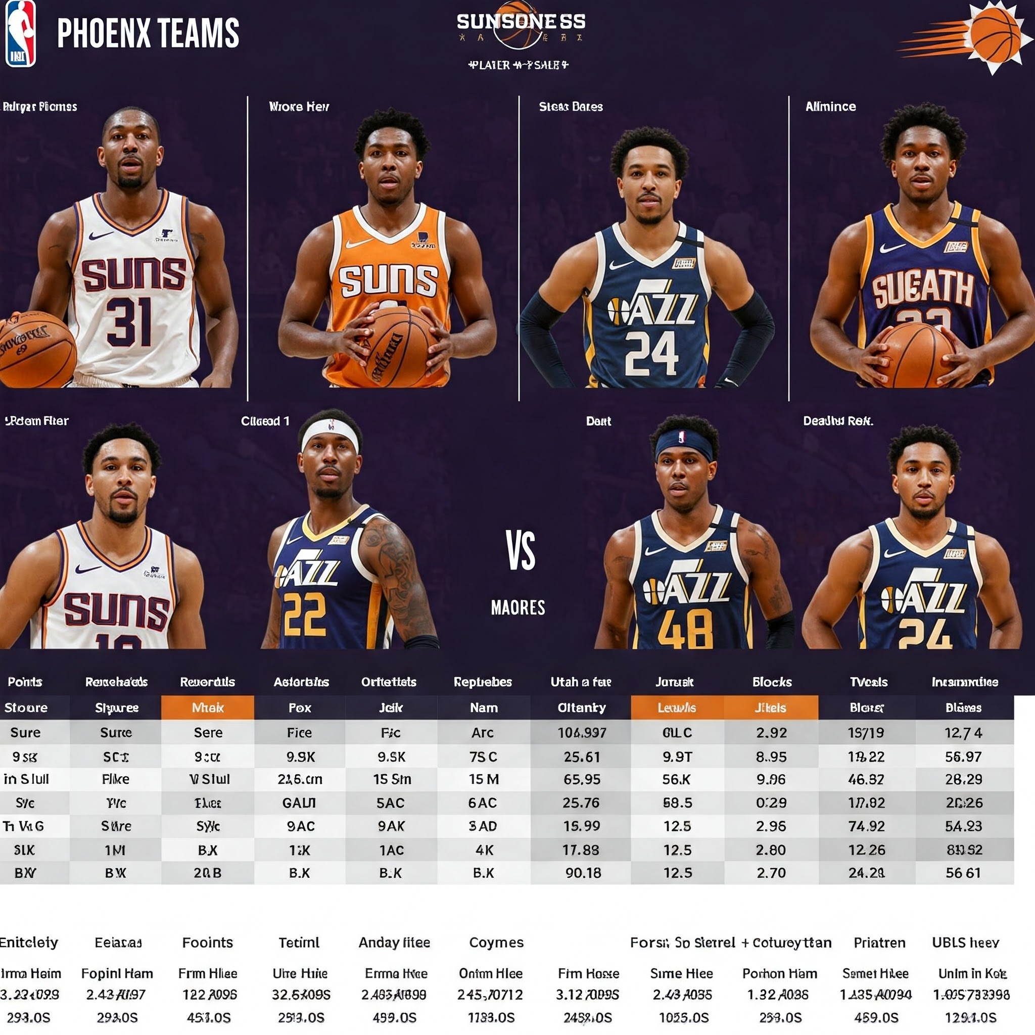 phoenix suns vs utah jazz match player stats